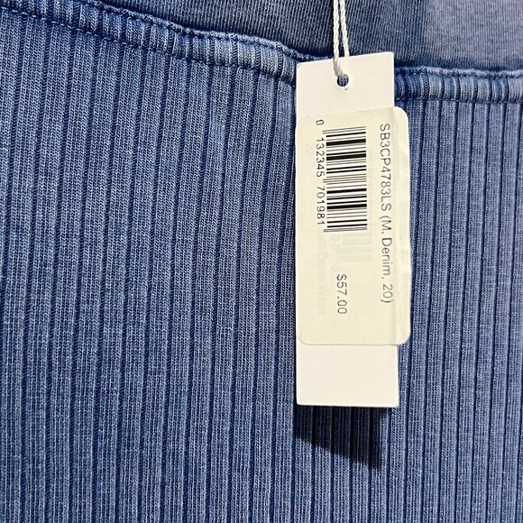 Women's Maxi Skirt Medium Ribbed Blue Long 5 Stars Pull On Elastic Waist Modest - Picture 4 of 6